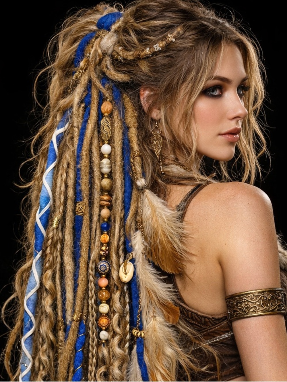 Celestial Ocean Goddess Dreadlock Ponytail Wrap